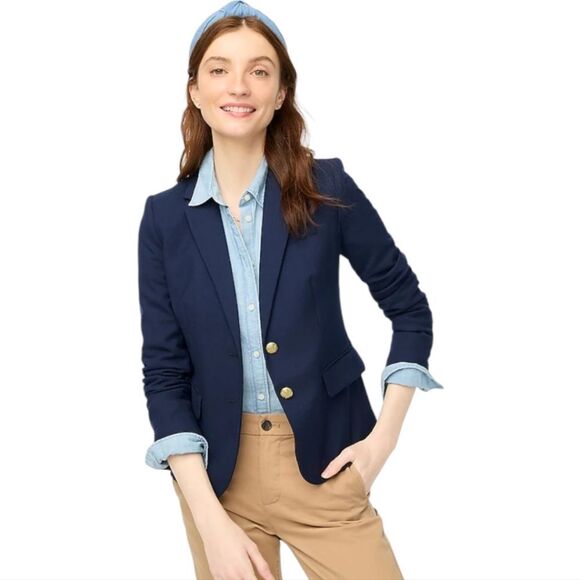 J. Crew Factory NWT $198 Original schoolboy blazer Navy Golden Buttons Women's 4 - Picture 1 of 11